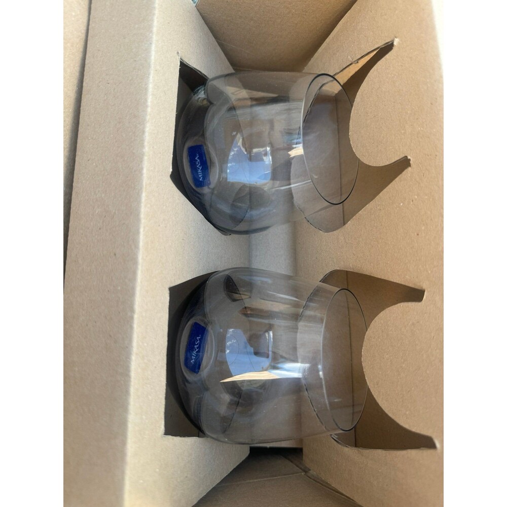 MIKASA Gianna Ombre Smoke Stemless Wine Glass Set of 4 new NO BOX